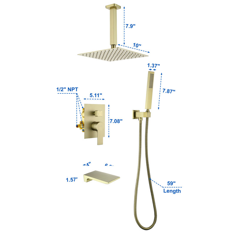 Shower Faucet With Rough-in Valve, Or brossé