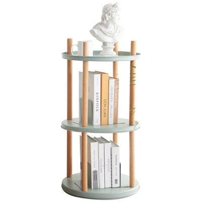 Étagère de rangement, bibliothèque rotative à 360 °, bibliothèque à 3 niveaux avec espace de rangement de grande capacité, support de rangement multifonctionnel, conception compacte, étagère debout pour le salon, la chambre à coucher, la salle d'étude, la cuisine