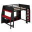 Lit mezzanine double avec bureau, lumières DEL et tablettes multi-rangements