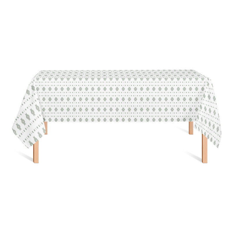 Rectangular Geometric Polyester Tablecloth, Green