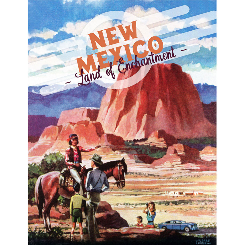 « travel new mexico », reproduction d’art sur toile tendue, H 52 po x l 40 po x P 1,5 po