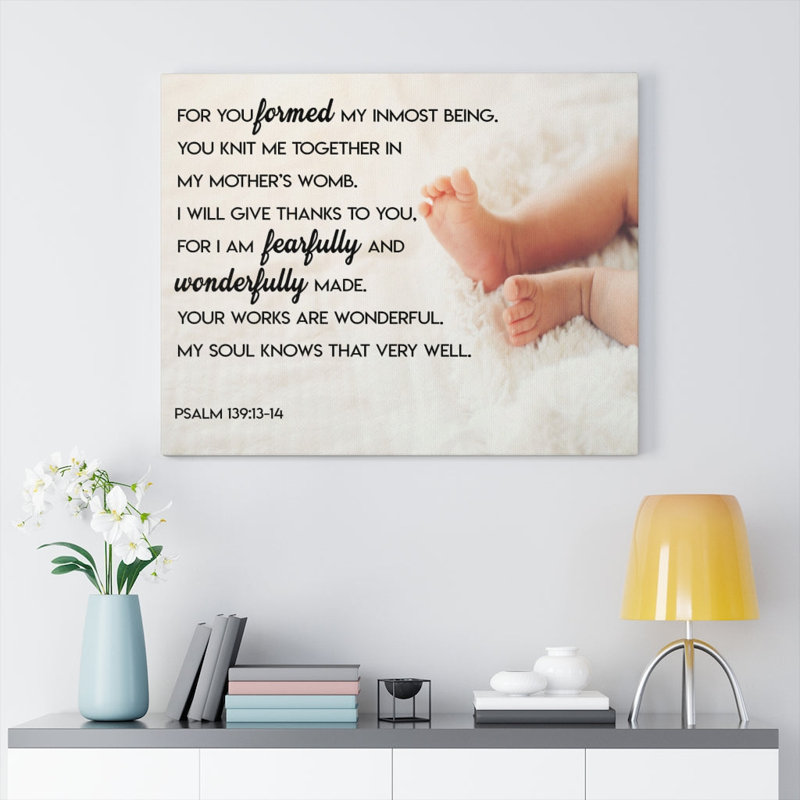 Wonderfully Made Psalm 139:13-14 - Wrapped Canvas Print, 30cm H x 41cm W