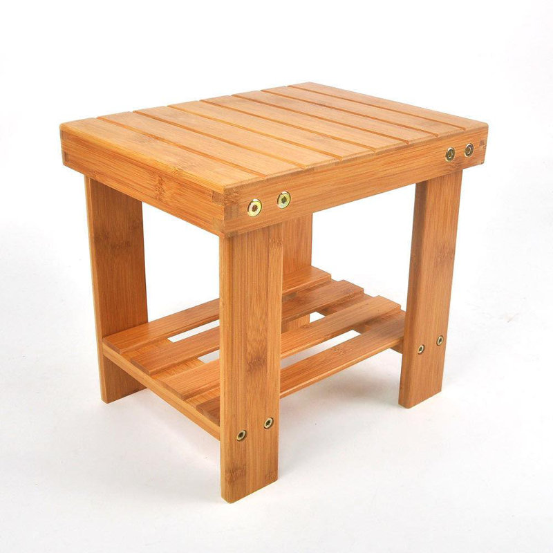 Solid Wood Accent Stool, Brown