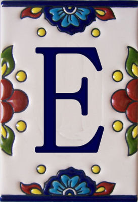 Carrelage TalaMex mexicain Talavera Mission lettre E
