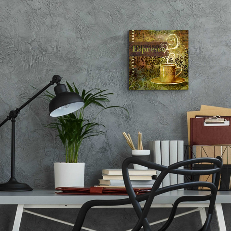 «Coffee 3 Espresso» par Viv Eisner, art mural en verre acrylique, H 12 po x l 12 po x P 0,13 po