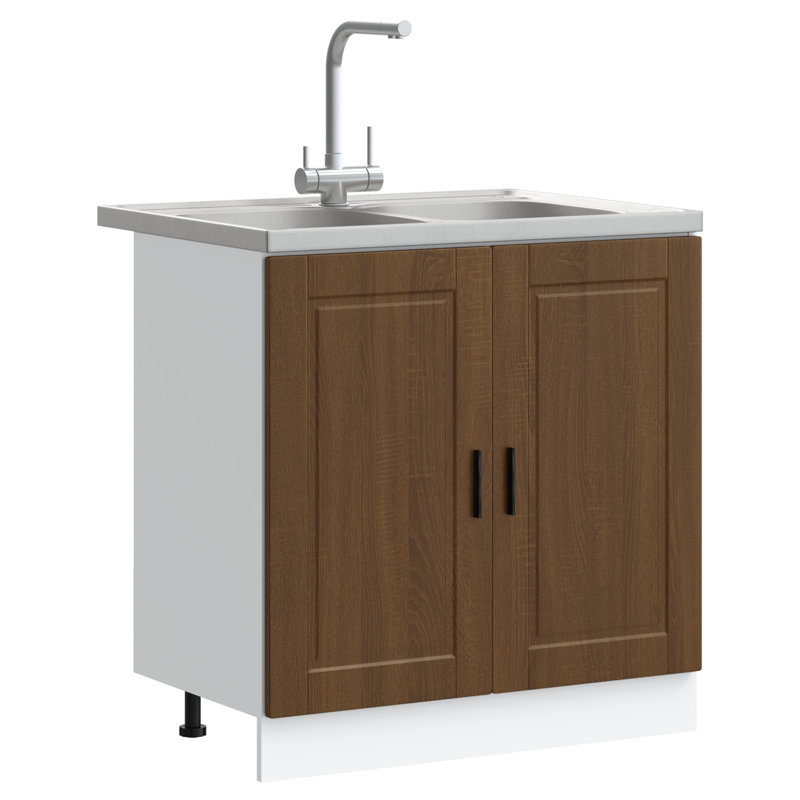Porto Sink Base Cabinet Porto, Brown Oak
