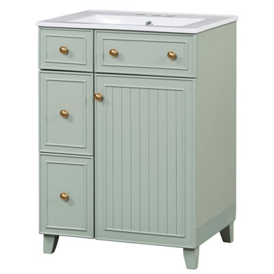 Meuble-lavabo de salle de bain 24 po avec lavabo en céramique - peu encombrant, sophistiqué 24 po, pratique