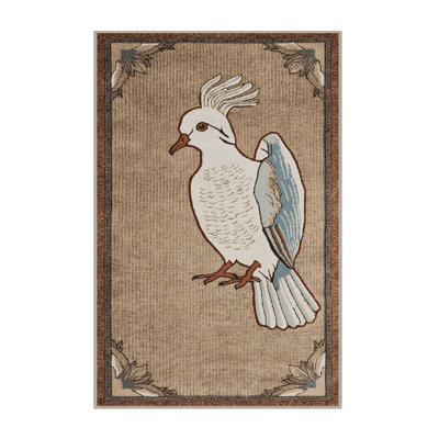 Washable Eared Dove Birds Area Rug