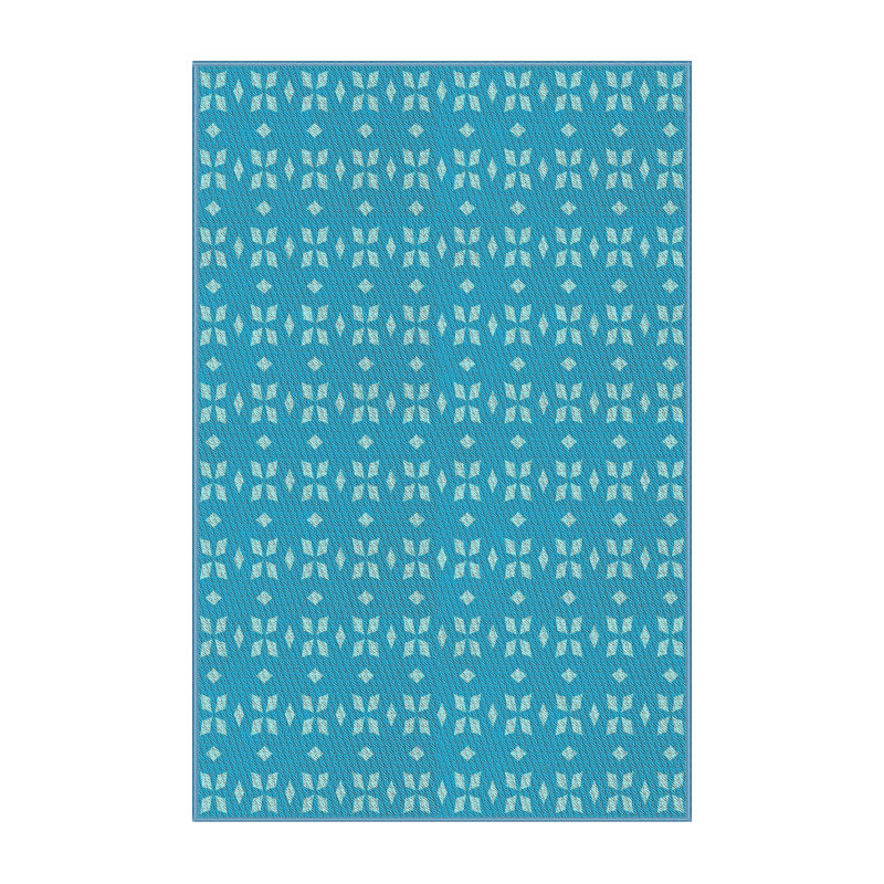 Tapis bleu tissé à la machine, Rectangle 5 pi x 8 pi