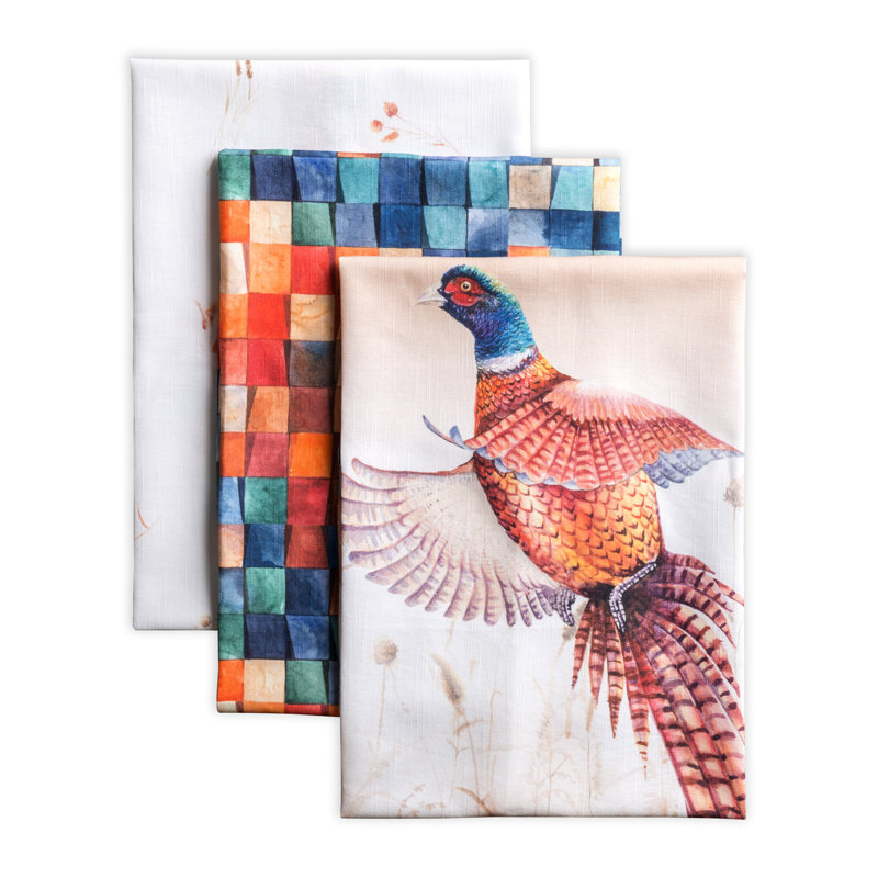 Ensemble de serviettes de cuisine 100% coton 3 - 20 po x 27,5 po Maison d'Hermine Faisan D'Automne