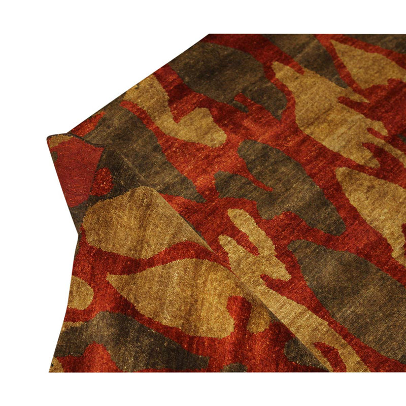Wool Abstract Area Rug in Red