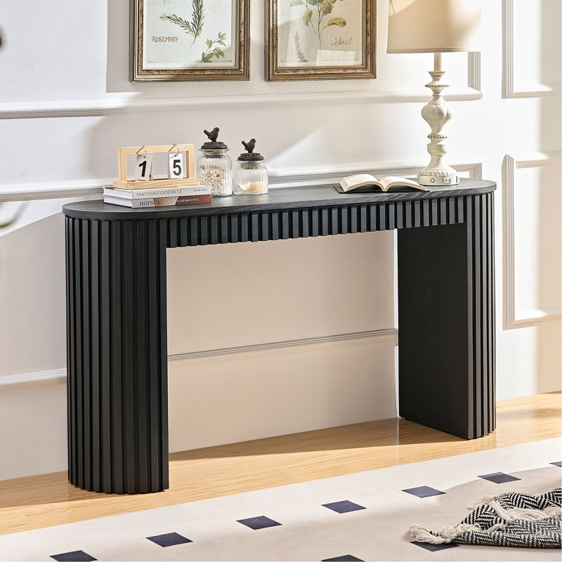 Console moderne 59,05 po avec tiroir pour le vestibule et rayures verticales uniques pour le vestibule du vestibule, Black