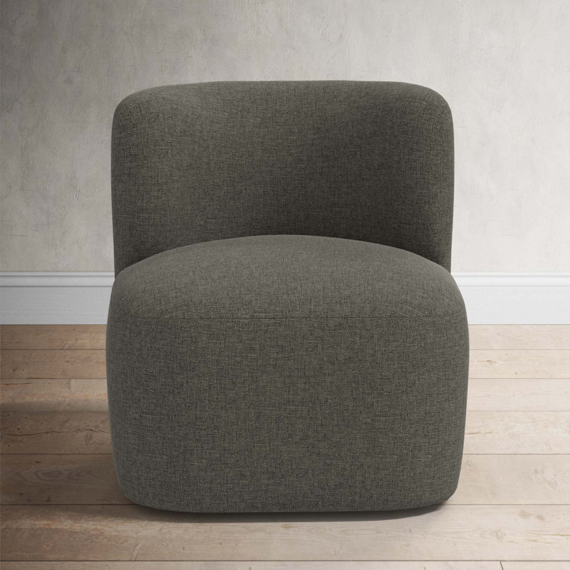 Mariza Upholstered Swivel Accent Chair, Zuma Charcoal Textured Linen
