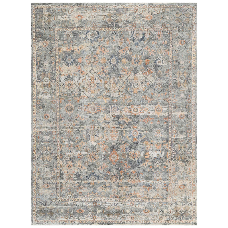 Tapis bleu sarcelle noué à la main de haute qualité, Rectangle 9 pi x 12 pi