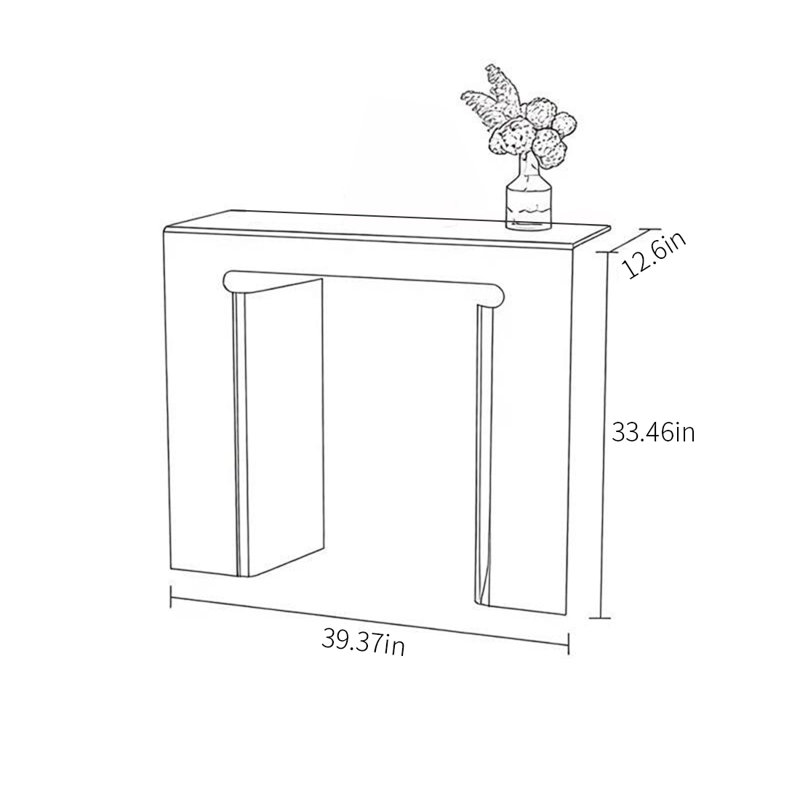 Console moderne en minimalisme en acrylique, 33.46" H x 39.37" W x 12.6" D, Orange