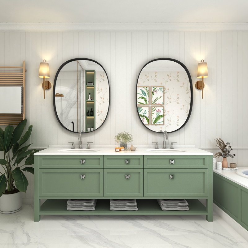 Asymmetrical Aluminum Alloy Bathroom Mirror, 36 po x 24 po