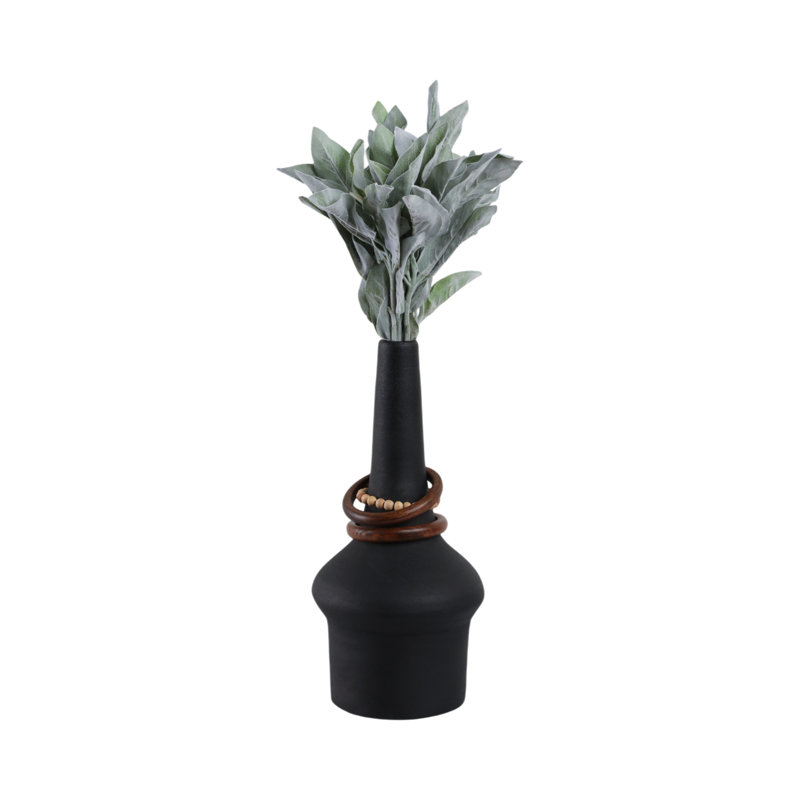 Tiago Handmade Metal/Wood Table Vase, 18" H x 7" W x 7" D