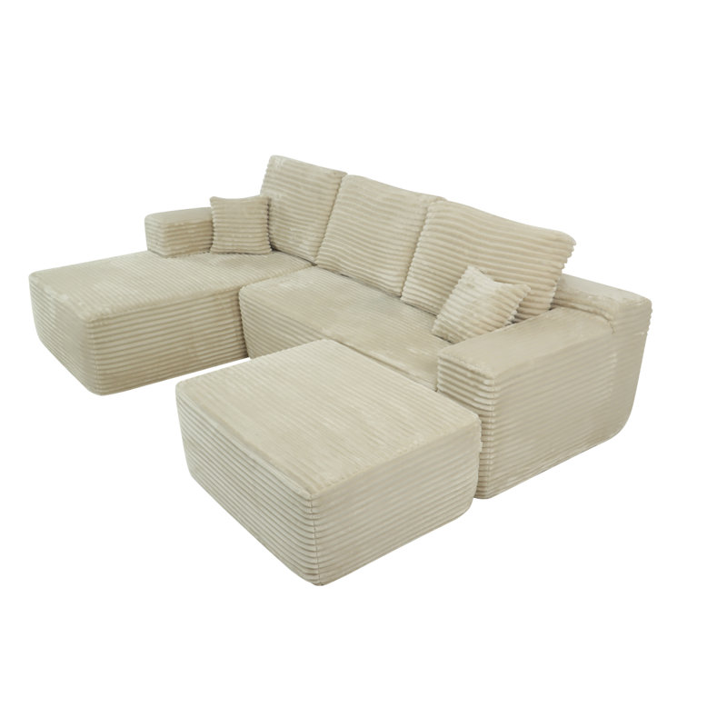 105.7"Cloud Sectional Couch With U-Shaped Chaise,Modern Modular Sofa With Deep Seat, Upholstered Couches For Living Room Bedroom,No Assembly Required,(Plush  Fabric),Beige