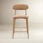Tabouret de bar rembourré, hauteur du comptoir, avec structure en métal imitation bois et repose-pieds (lot de 1)-891409096-891409100