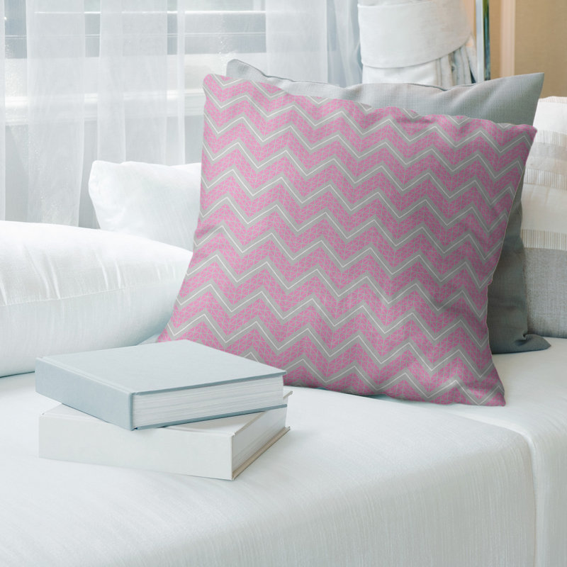 Coussin Rhonda Cheval, Bourre en polyester, Gris / rose, Polyester filé