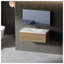 Meuble-lavabo flottant 42 po avec lavabo, armoire de rangement murale, tiroir à fermeture en douceur, lavabo à surface solide blanc brillant, finition chêne naturel