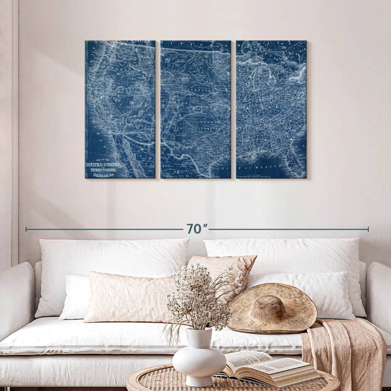 Aliaz US Map Blueprint, 28" H x 45" W