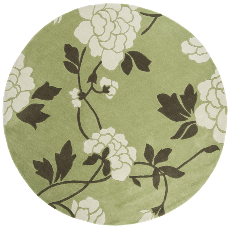 Rogelio Modern Art Hand Tufted Performance Floral Rug, Round 7'