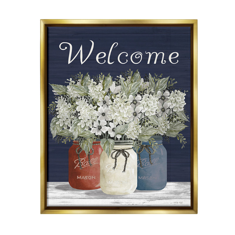 «Welcome With Country Herbs Floater Frame» par Cindy Jacobs sur, Or, H 31 po x l 25 po