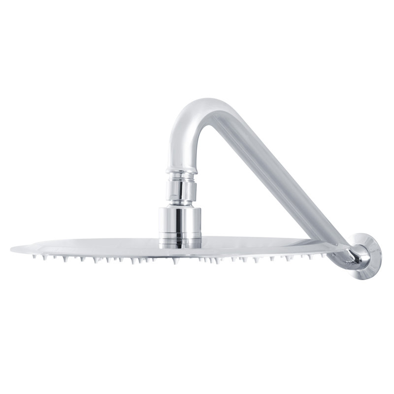 Island Falls 10-in Low Profile Rain Showerhead with Swivel Ball Brass Joint and Soft Silicone Tips, Polished Stainless Steel