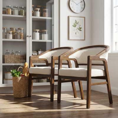 Ensemble de 2 chaises de salle à manger rembourrées modernes avec structure en bois et dossier courbé