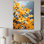«Daiyah Yellow Gray Flowers Harmony» en jaune sur toile