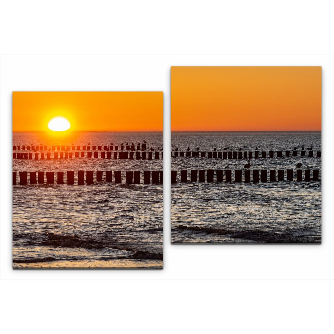 2-tlg. Leinwandbilder-Set Ostsee Sonnenuntergang