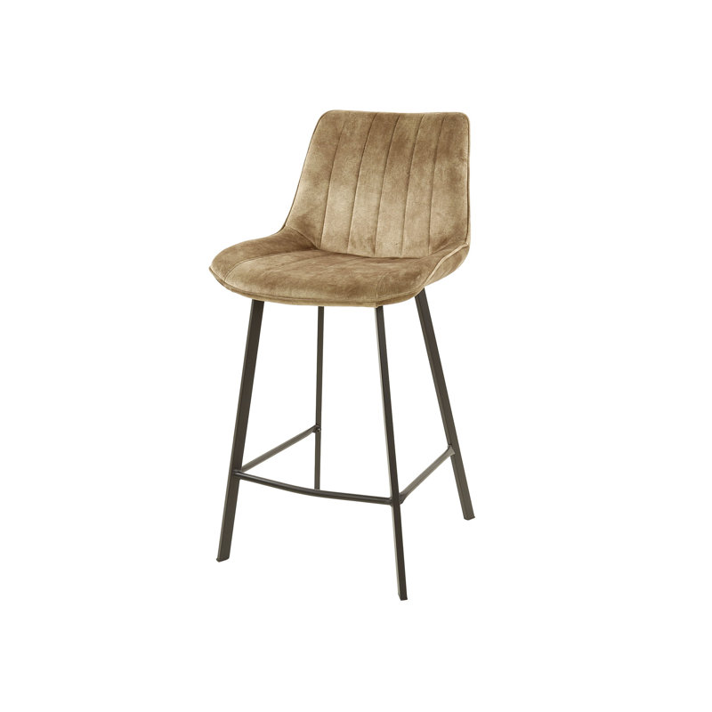 Brecksville Upholstered Counter Stool with Metal Frame, Light Brown