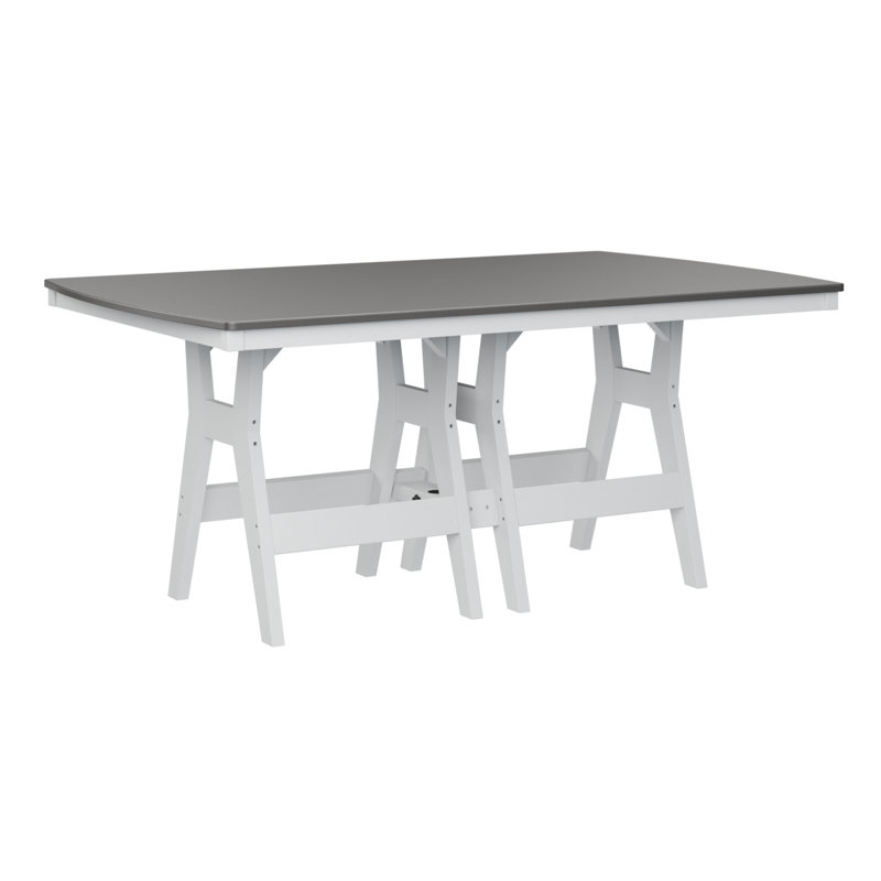 Table de bar rectangulaire en acier inoxydable martelé avec base blanche 72 po Bulger, Acier inoxydable martelé
