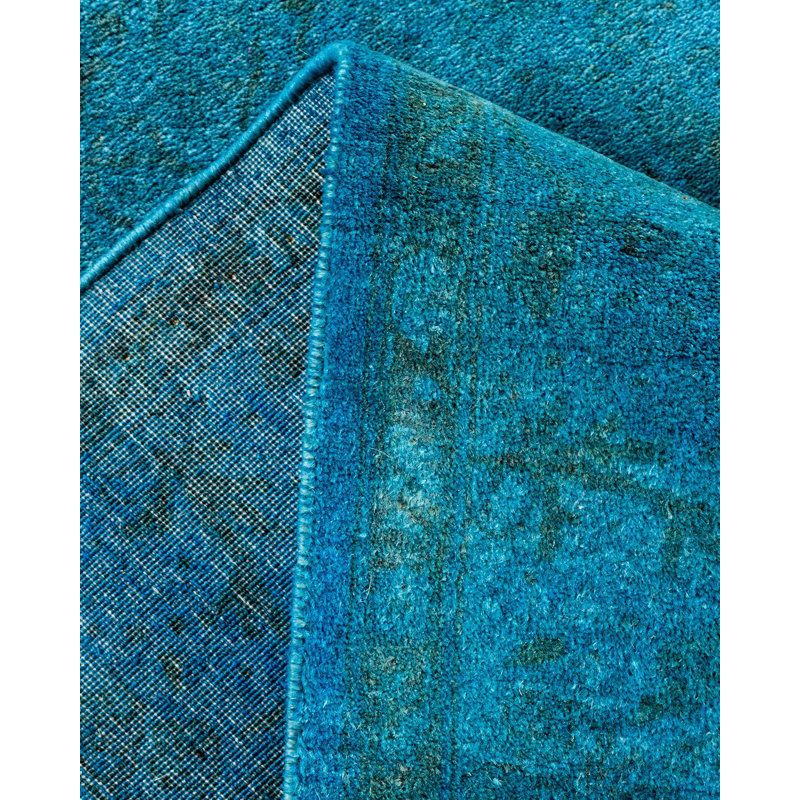 Tapis bleu noué à la main de conception unique Holsworth - bleu