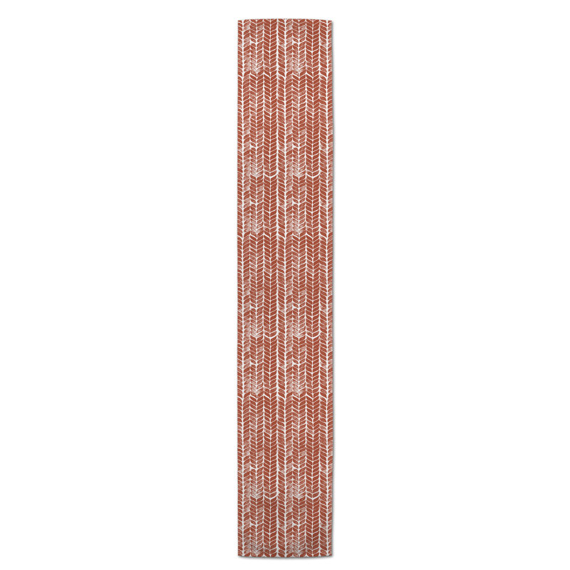 Chemin de table Maribeth, 72 po x 16 po, Rouille, Géométrique 1