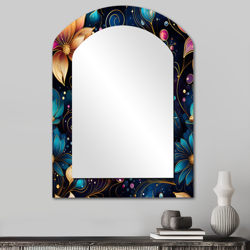 Motif marocain de rêve marocain - miroir mural à motif cachemire, miroir décoratif asymétrique glam, 34 po x 25 po