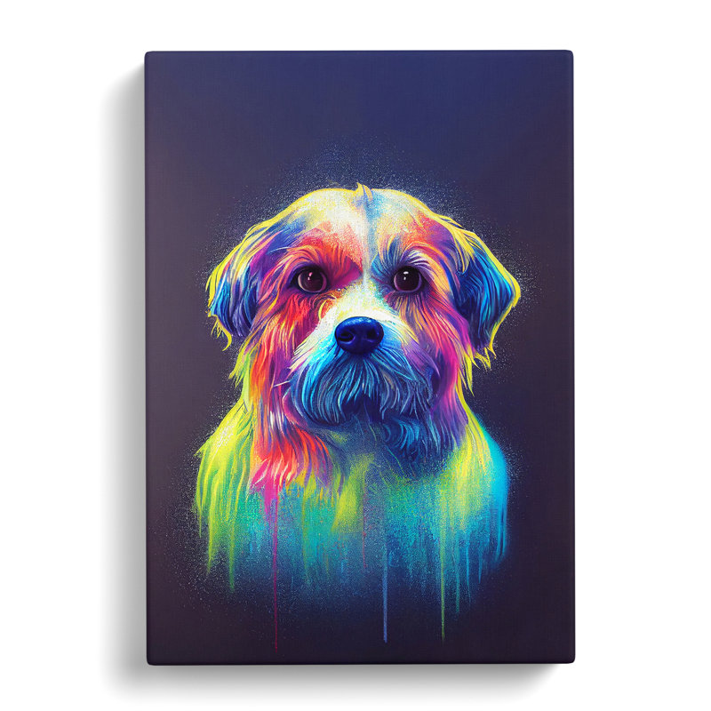 Neon Dog No.5 - Wrapped Canvas, 60cm H x 40cm W x 3cm D