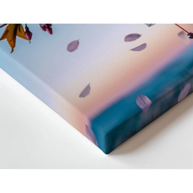 Toile, scène sereine de printemps avec délicates branches de cerisier en fleurs ornées de fleurs roses douces se balançant doucement dans une toile