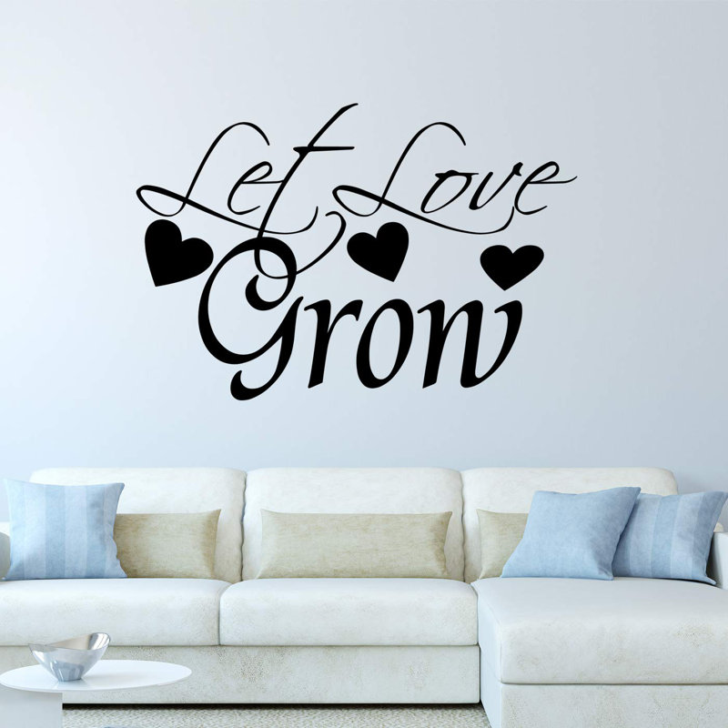 Décalcomanie murale citations let love grow, H 22 po x l 30 po