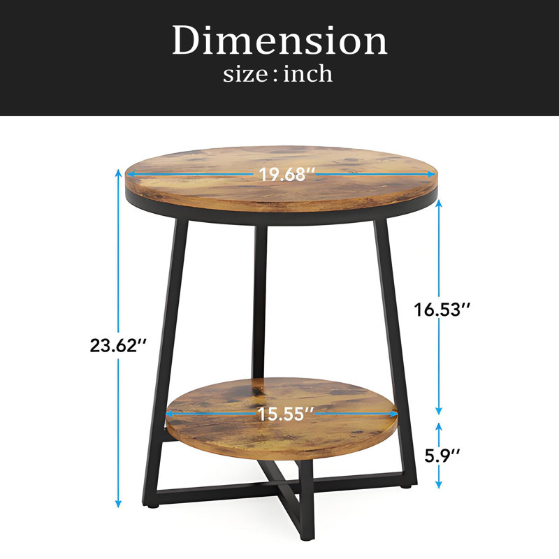 Modern Side Table,Rustic End Table,Round Coffee Table