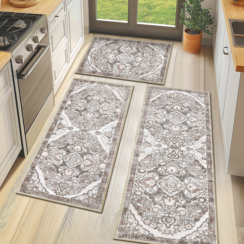 Tapis de cuisine antidérapant lavable à la machine, Ivoire ivoire