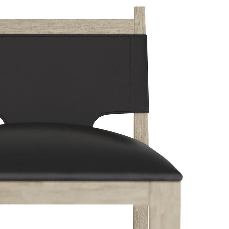 Burdock Bar Stool, Black Leather, Counter Stool (27” Seat Height)