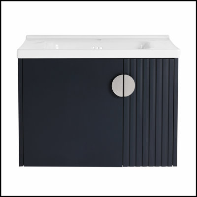 Compact Bathroom Vanity with Ceramic Sink, for Small Bathrooms and Efficient Storage