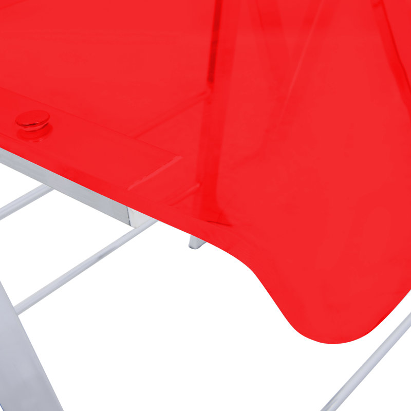 Chaise d'appoint pliante en acrylique Tabris Modern, Cadre transparent rouge / gris