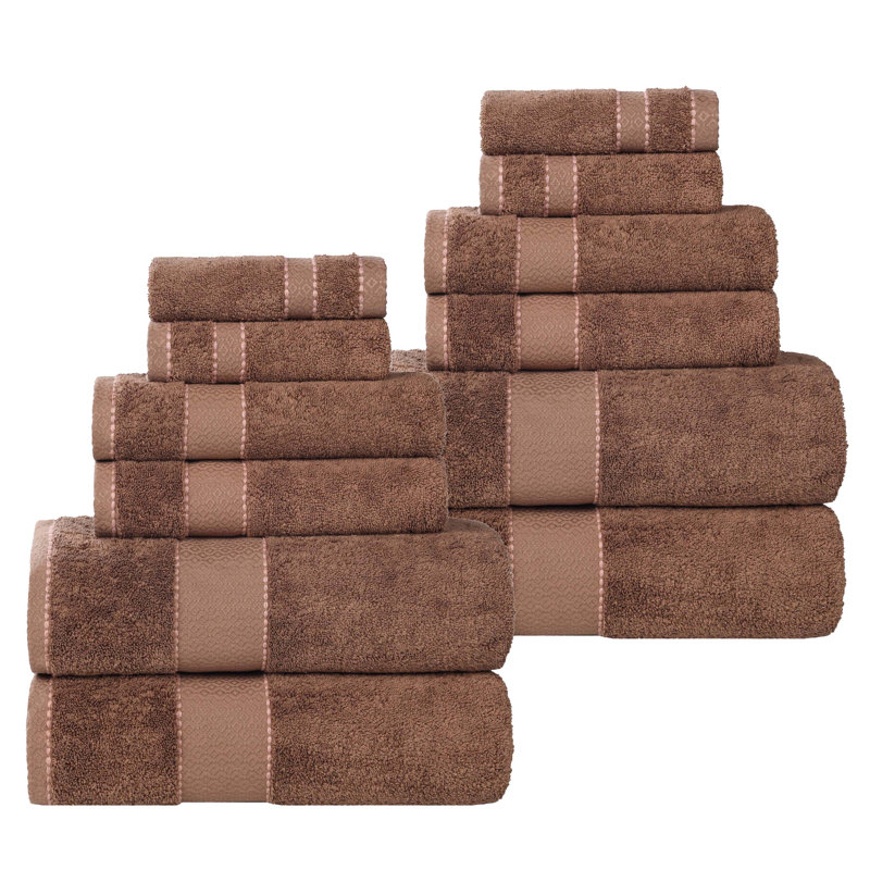 12 Piece Egyptian Giza Cotton Towel Set, Chocolate