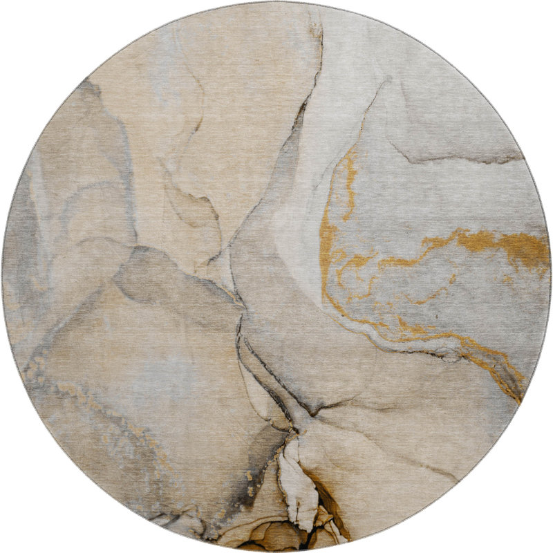Premium Machine Washable Cerrito AMF506 Beige Rug, Round 8'