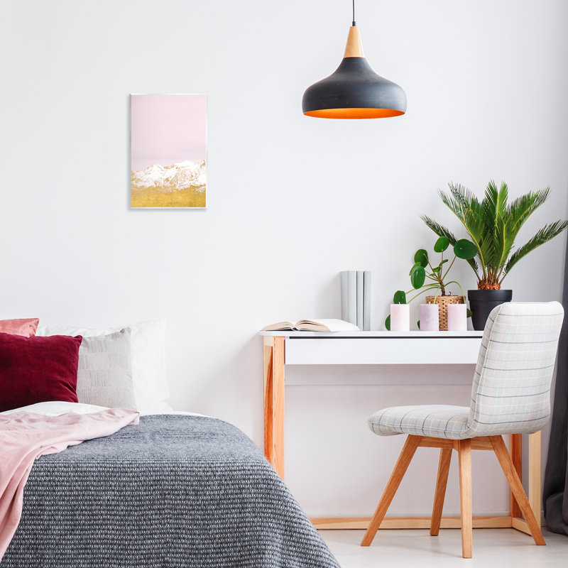 «White Tipp Mountains» sur plaque murale rose, design par Gemma Bardot, H 15 po x l 10 po