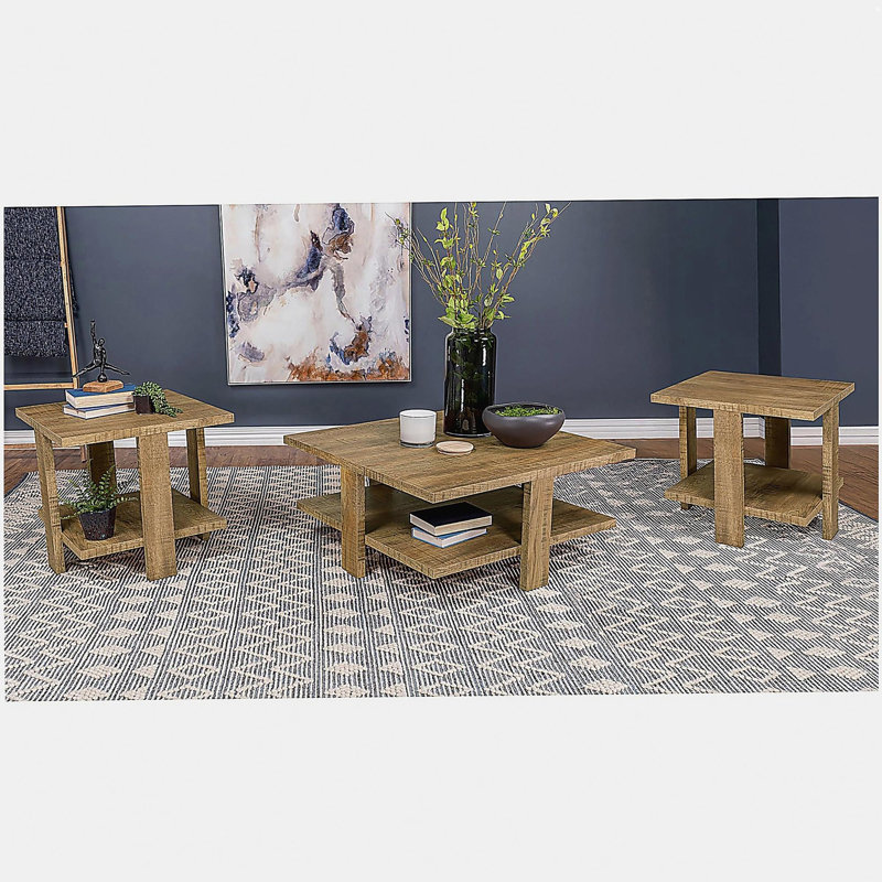 Ensemble de 3 tables basses et tables de bout Runnion Mango Brown