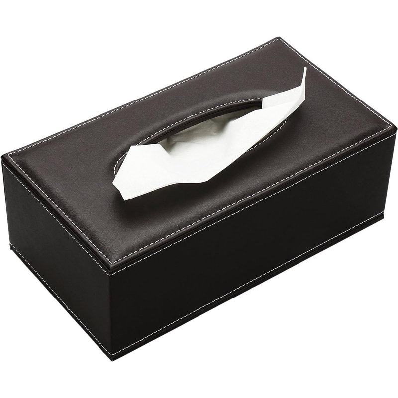Rectangular leather tissue box cover